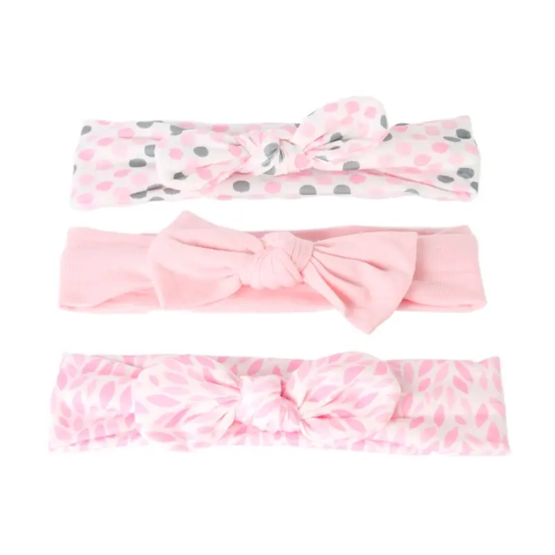 Custom Hair Accessories Baby Headwraps 3pcs/Set Soft Cotton Fabric Bows Elastic Striped Leopard Dots Hairbands