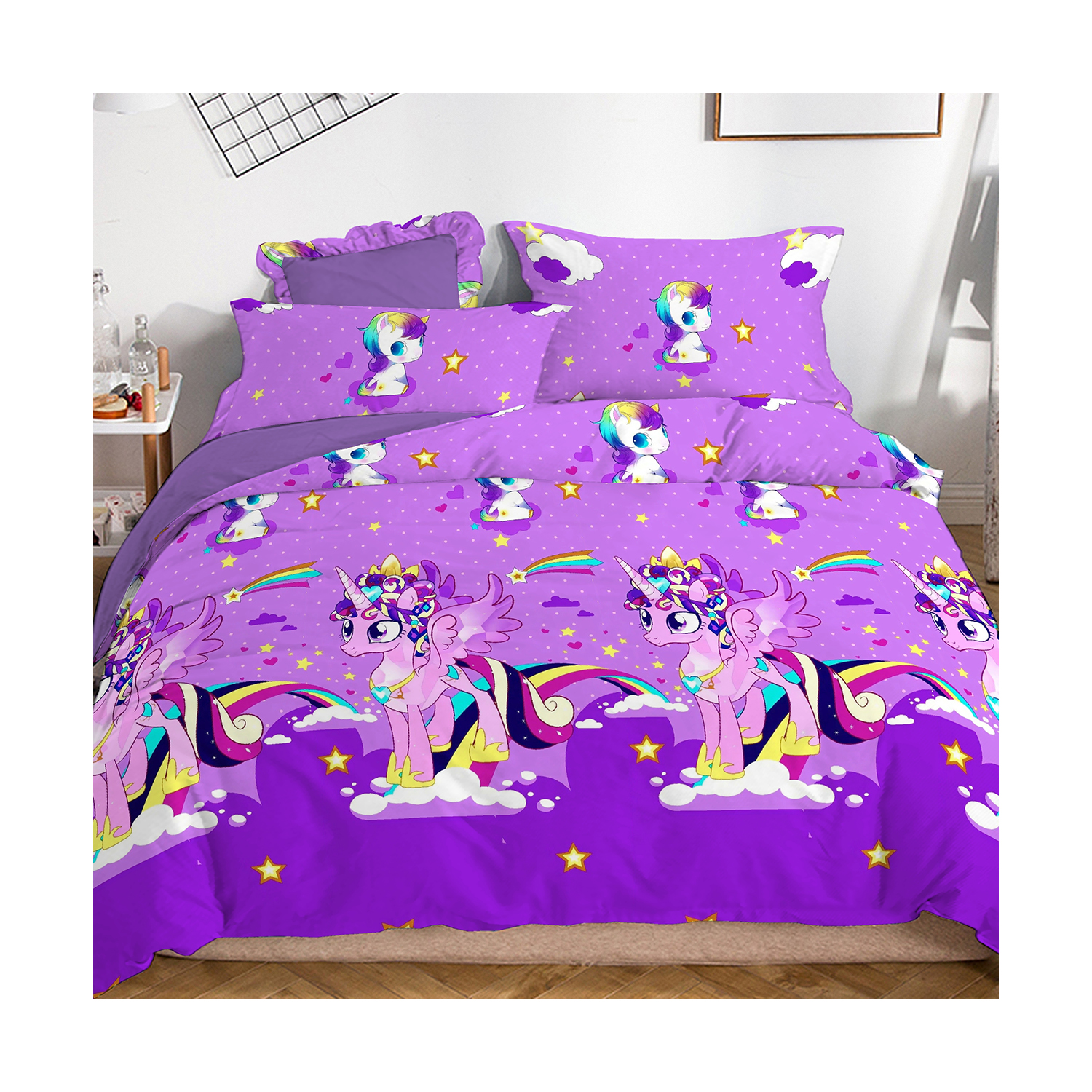 Cartoon design polyester microfiber brushed printed fabric for bedsheet
