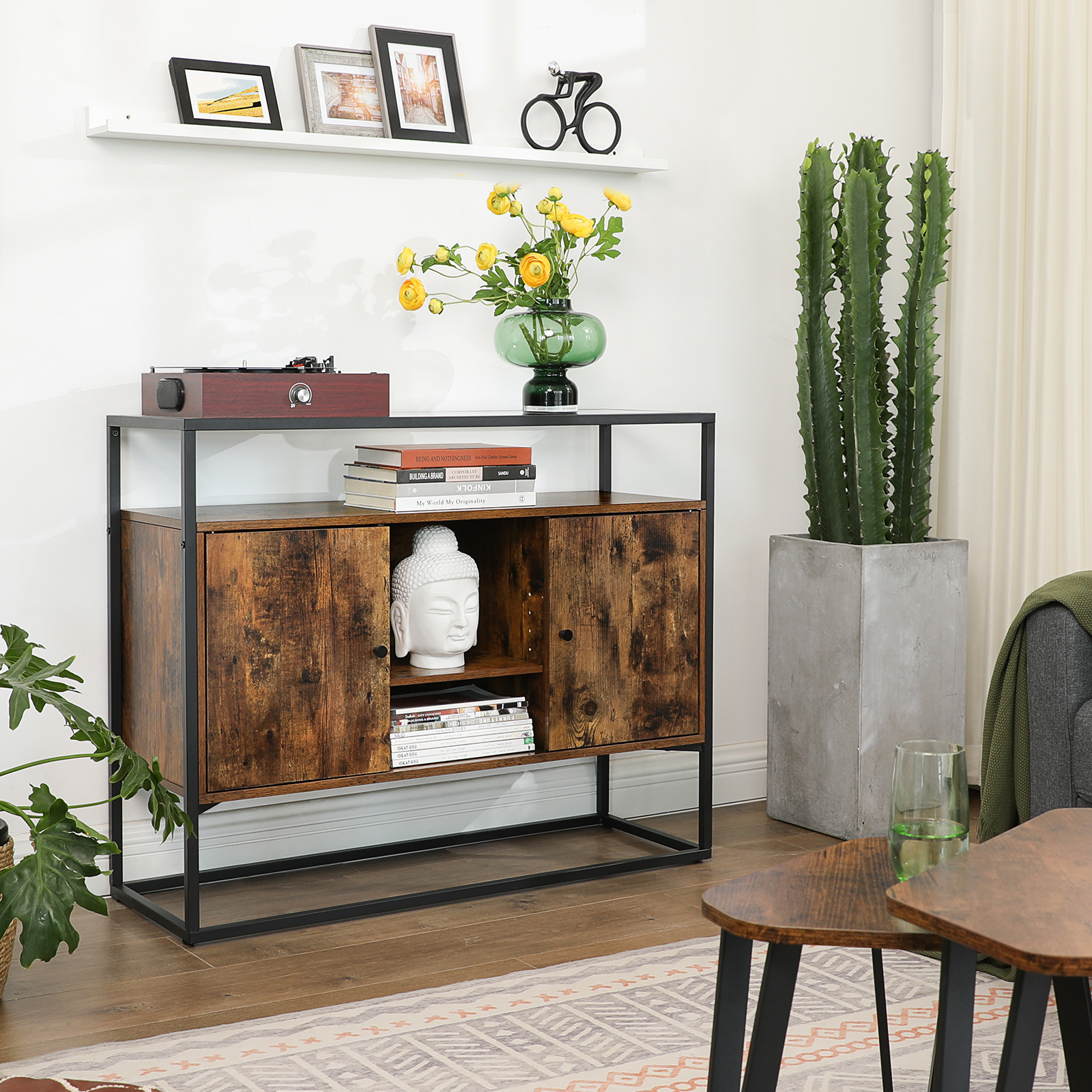 VASAGLE Industrial home bar dining room glass kitchen cabinets for wholesale