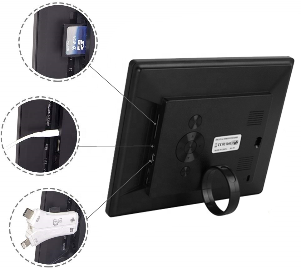 Wifi digital picture frame email photos from anywhere 7 inch white black smart photo frame place Portrait and landscape stand