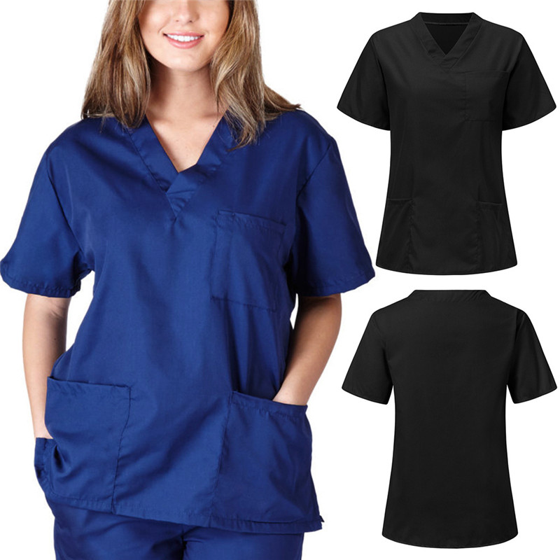Spring and summer short-sleeved V-neck nursing uniform hot-selling loose and comfortable women's hospital uniforms