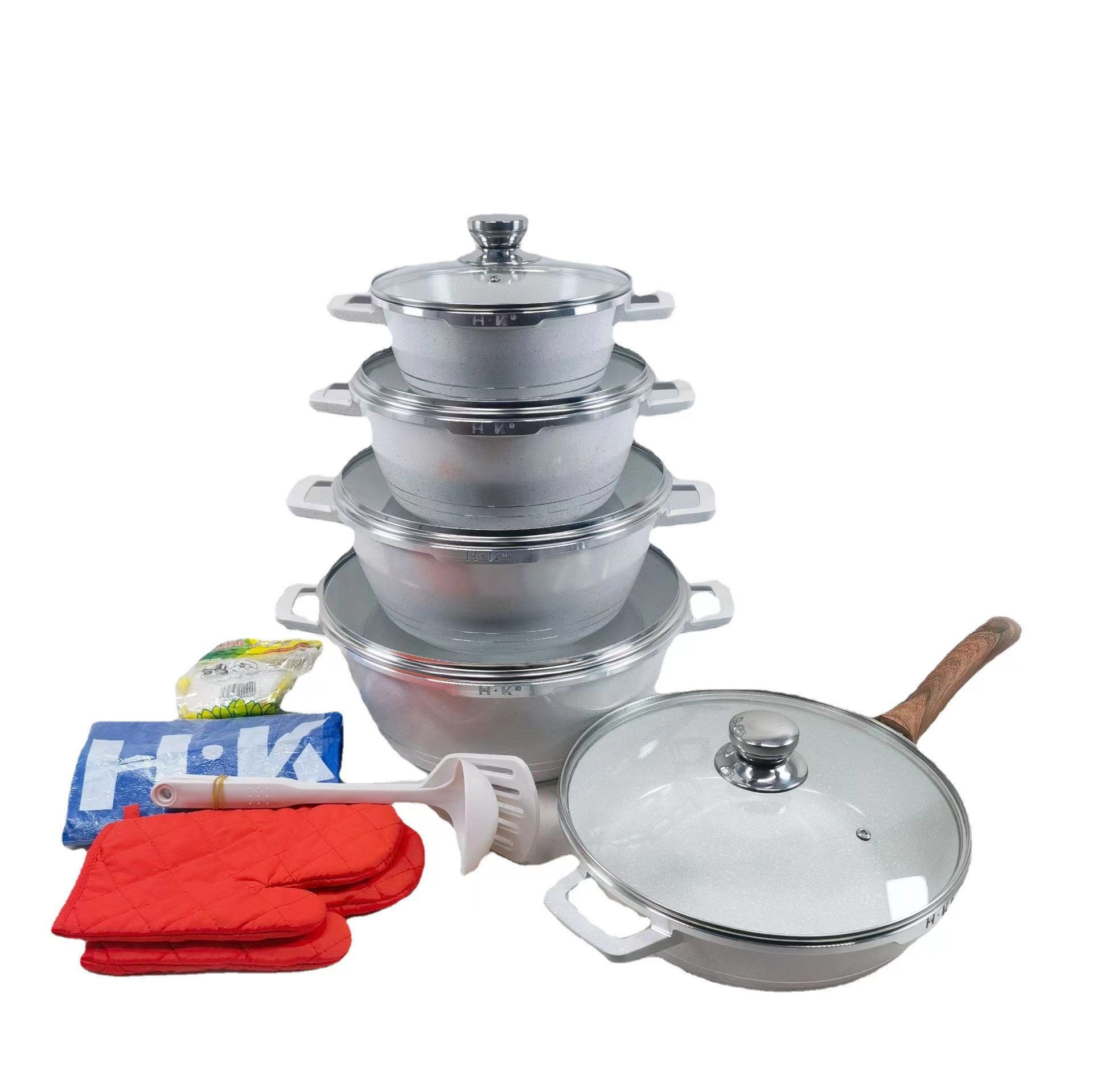 Hot Sell Forged Cookware Sets Aluminium Non Stick Cookware Set 12pcs Die Cast Casserole
