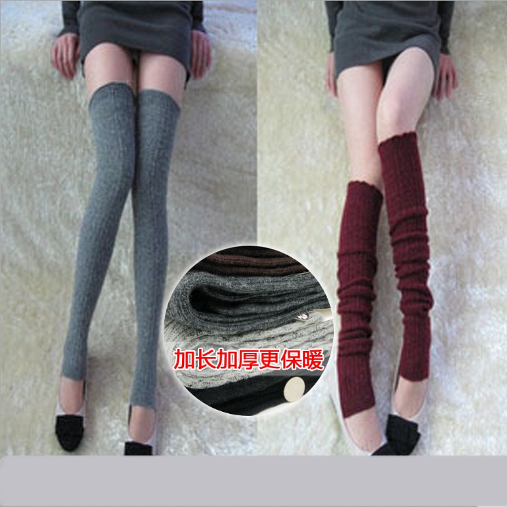 Korean fashion leggings pile style foot sock knitted warm over-the-knee knee pad simple autumn and winter foot sock leg warmer