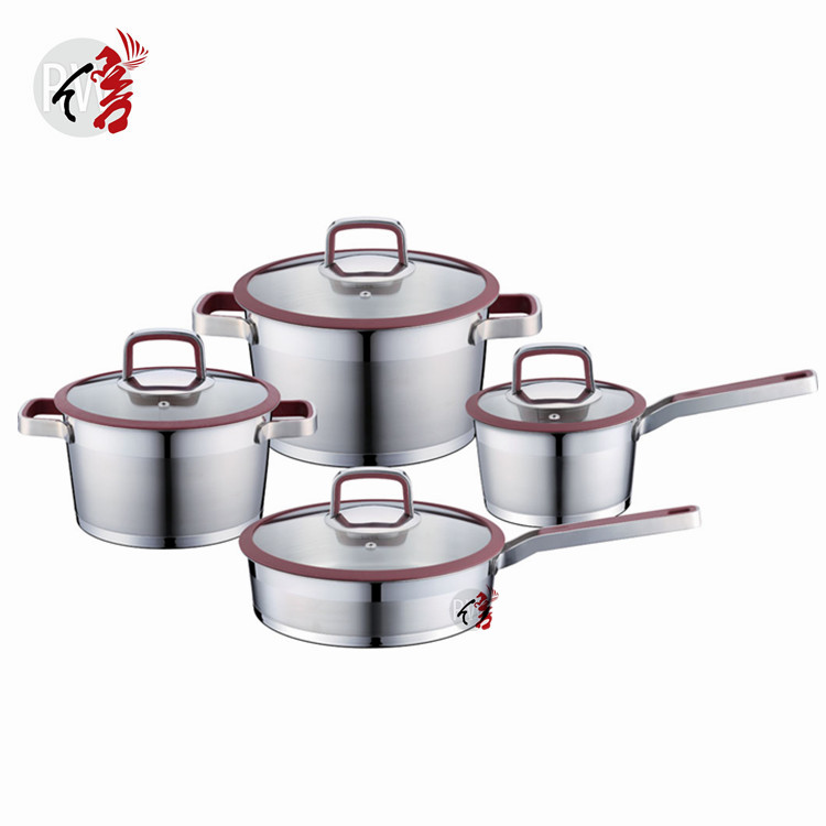 Кастрюля frypan с прямым корпусом, стеклянная крышка для кастрюли с силиконовым ободом, кастрюля из нержавеющей стали