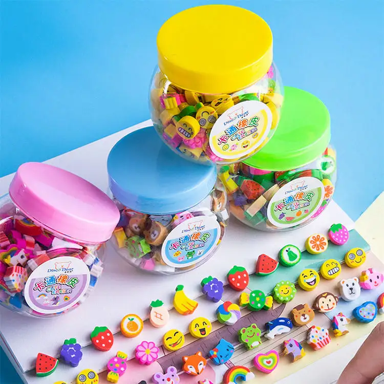 Promotion Custom Shape Mini Kids 3D Animal Erasers Rubber Cute Eraser 50pcs Pack Set Cake Animal Fruit Eraser