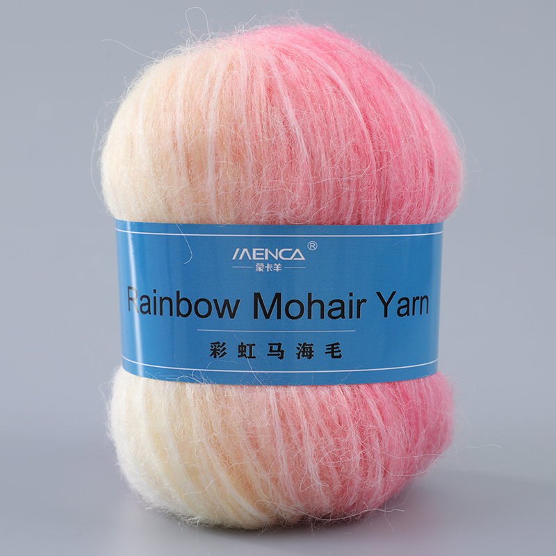 MENCA Rainbow Mohair Yarns For Hand Knitting Scarf 50g/Ball Wholesale Factory Long Hair Mohair Yarn Hot Sale Soft Knit Yarn