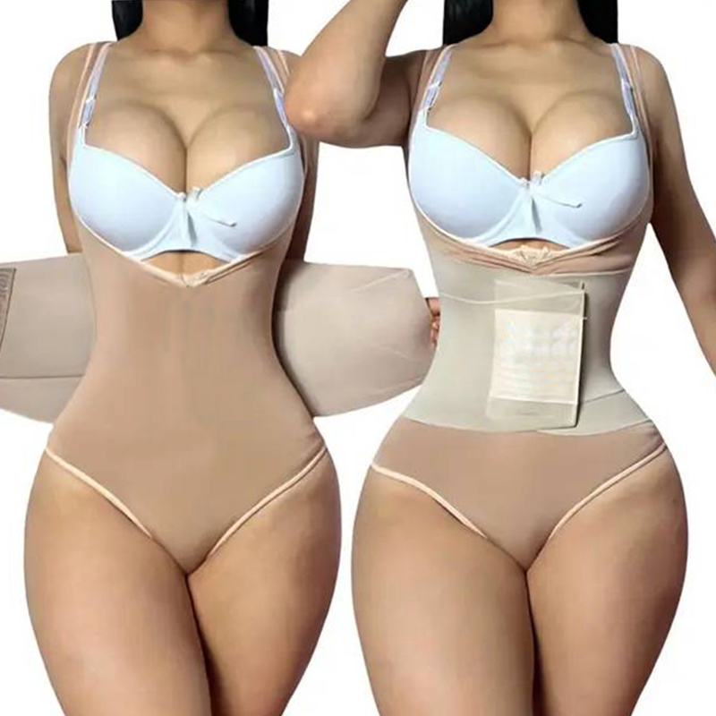 Seamless Slimming Shaper Postpartum Fajas Abdomen Belt Butt Plug G String Thong Triple 3 Strap Waist Trainer Shapewear Bodysuit