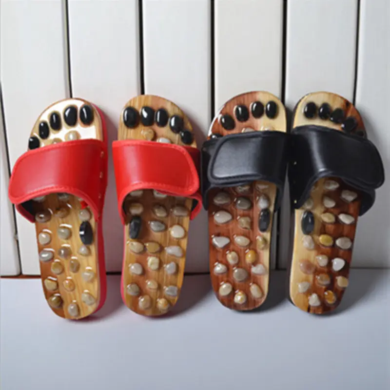 Factory direct sales foot massager household natural pebble jade agate stone foot massage slippers