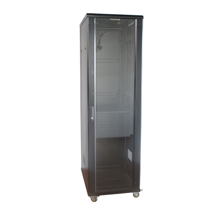19" glass door network cabinet with ARC vented door frame