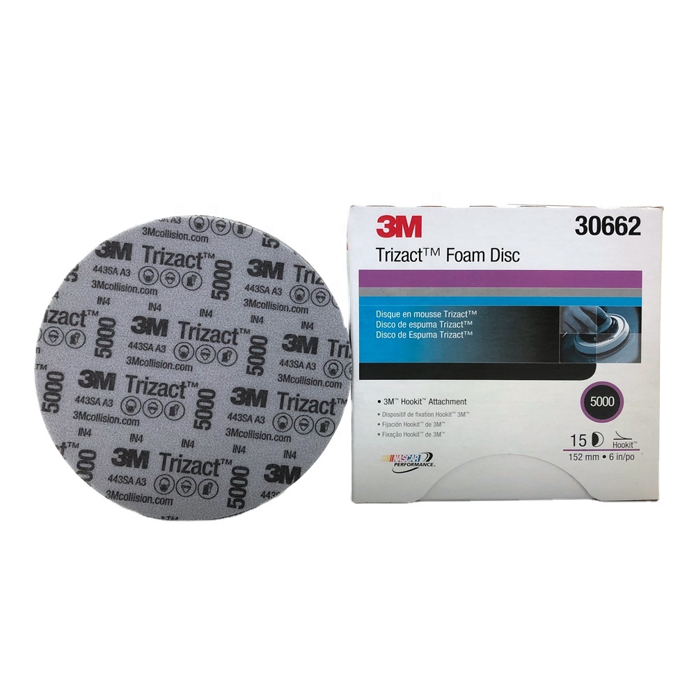 3M 30662 Hookit Trizact 6 дюймов, 5000 Грит, пенопластовый диск 3 м 30662, дискотека Hookit Trizact P5000 6 дюймов (subempaqua con 15), используемый в автомобиле
