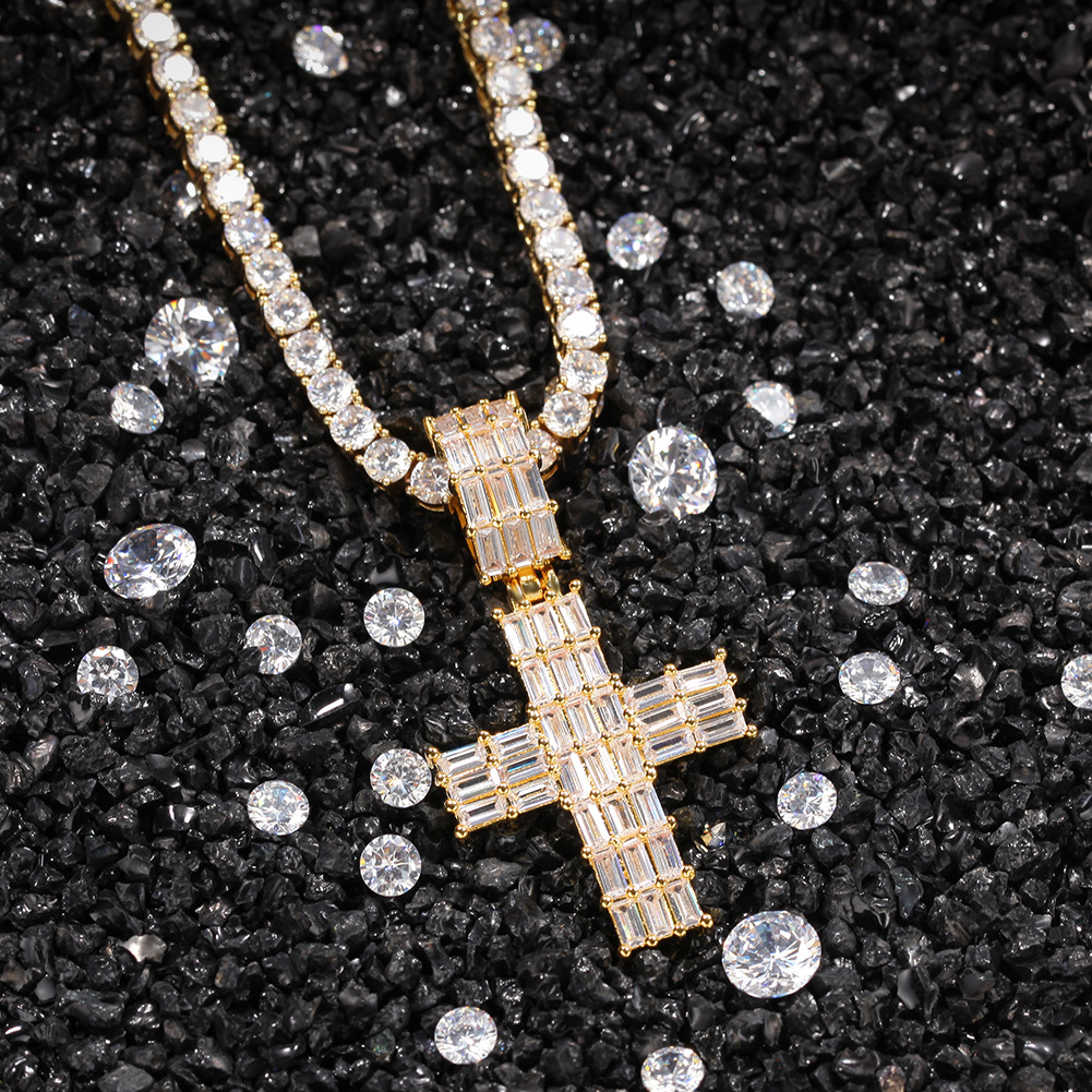 Classic Small 18k Gold Plated 925 Silver Cross Pendant Necklace Religious Cross Necklace for women girl