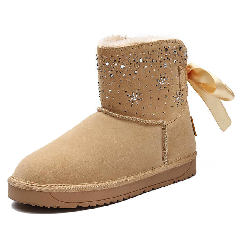 Высокое качество; Bottes Femme; Нескользящая хлопковая обувь; Модные женские зимние ботинки