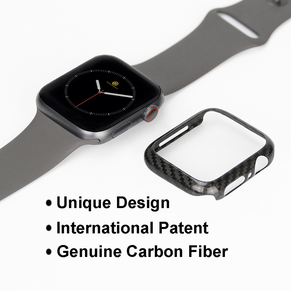 Защитный чехол для Apple watch 100%, черный корпус из углеродного волокна для iwatch серии 40 мм 44 мм