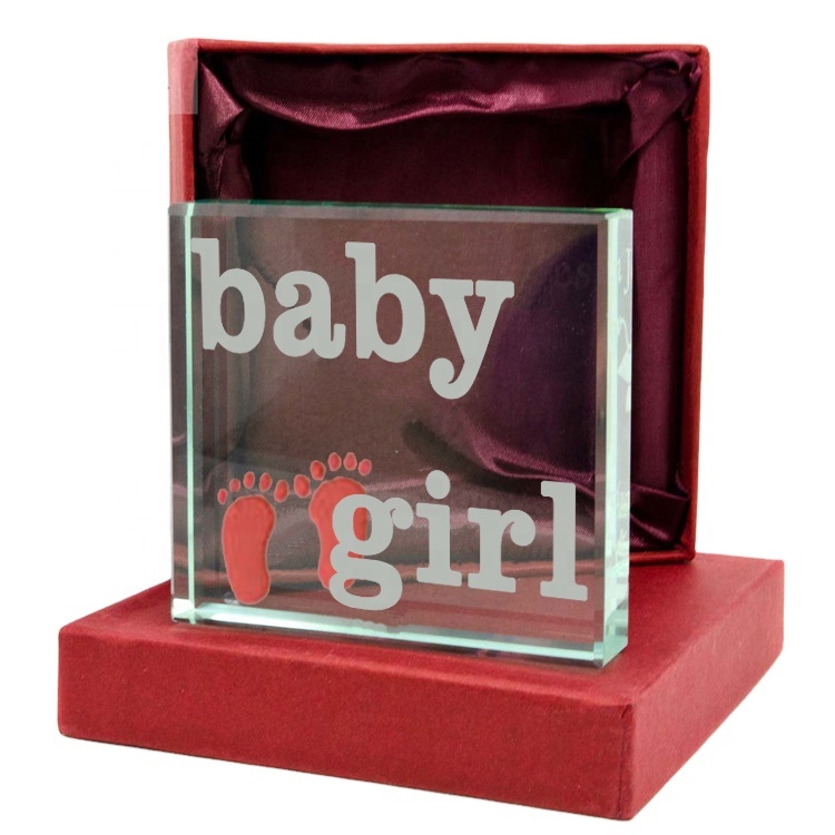 good quality custom glass baby shower souvenir gifts crystal