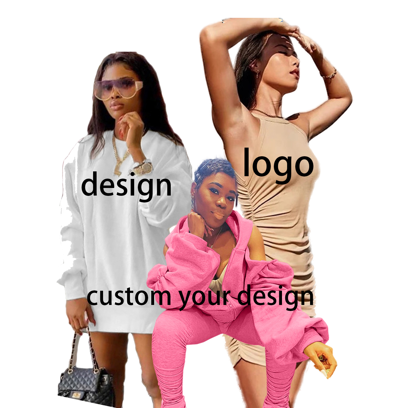 Drop shipping Low Moq Low OEM ODM Price Jumpsuits Dresses T-shirts Hoodie Embroidery Printing custom Logo set for unisex