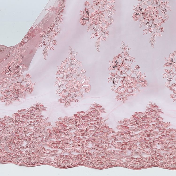 Wholesale unusual tulle mesh cord spangle flat embroidered sequins knit lace fabric for women