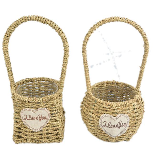 Оптовая продажа, корзина из ивы/соломы, тканые корзины для цветов, веревочные тканые корзины для цветов