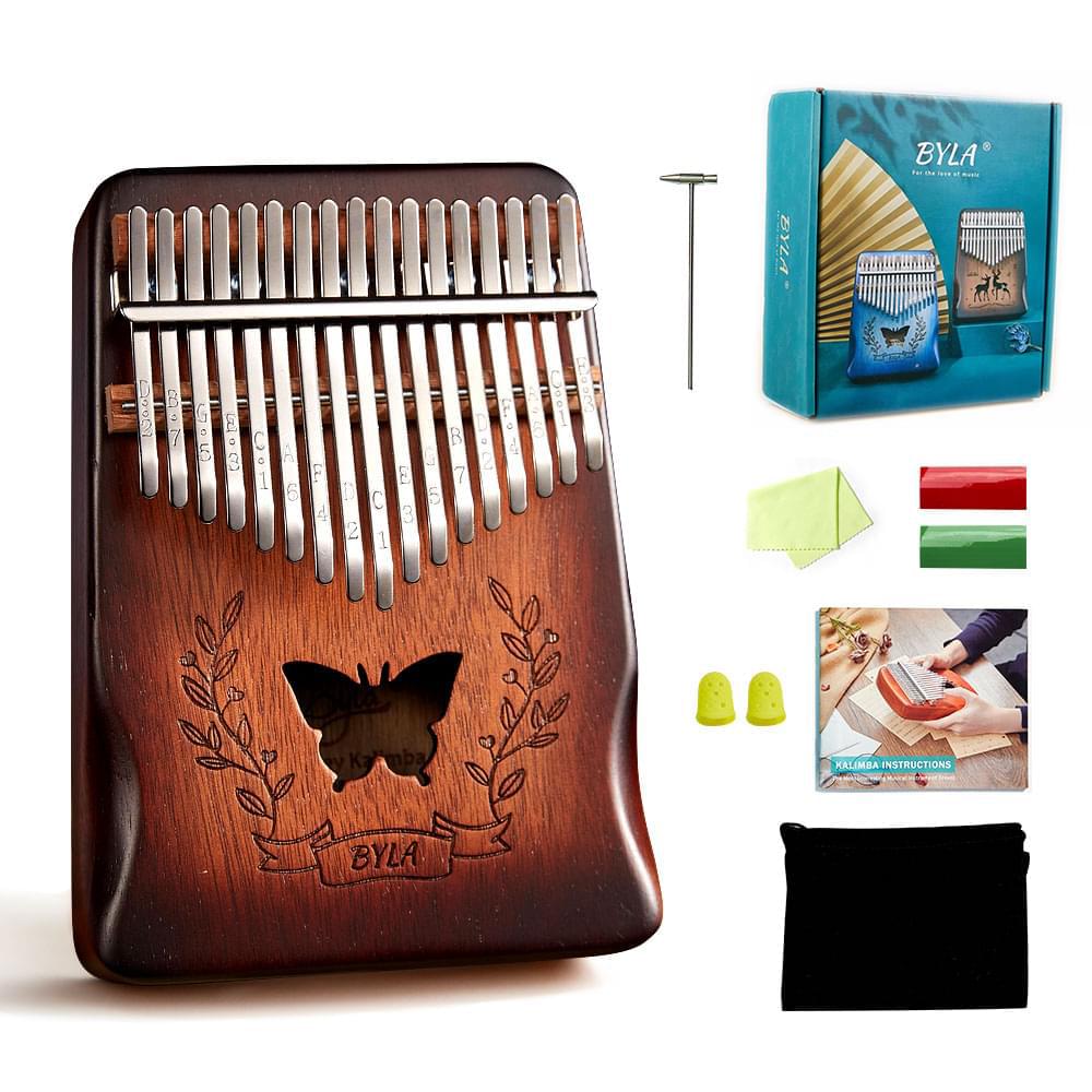 byla solida acacia brown kalimba thumb piano17 keys musical instruments sales