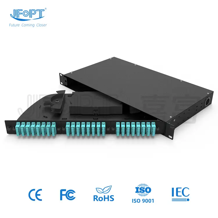 JFOPT Factory price patch panel Rotary Fusion Type Rack Mounted Patch Panels 12/24/48 Cores fiber optic patch panel