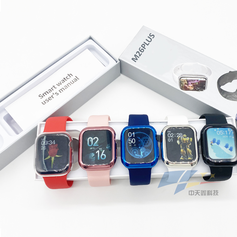 High quality M26 Plus Smart Watch 1.75 Inch Full Screen Series 6 Reloj IP68 waterproof watch Video playback m26 plus