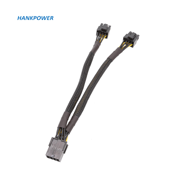 Черный рукав 8Pin PCI-E GPU к двойному 8pin 6 + 2Pin разветвитель ПК Видеокарта кабель