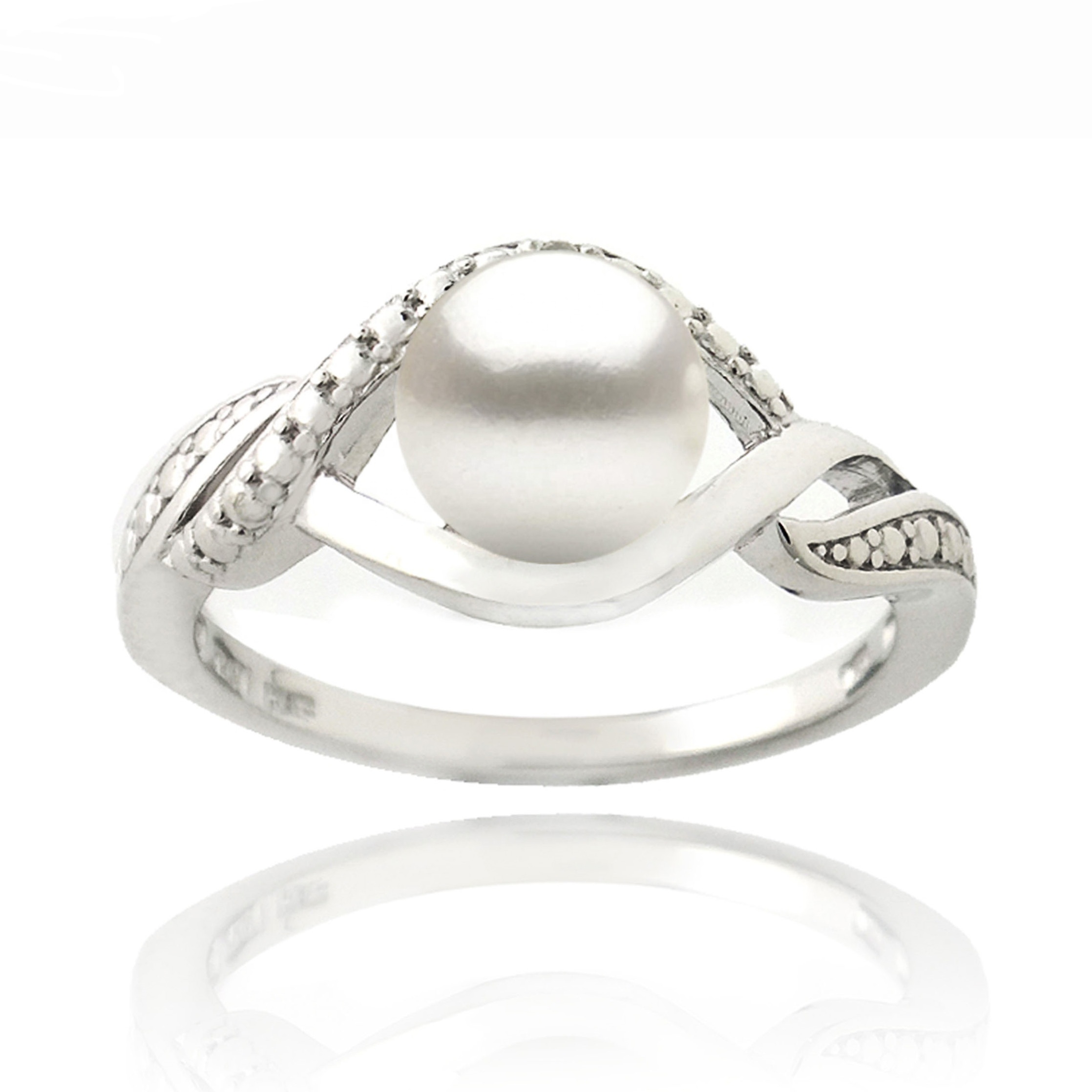 Jewelry Women Wave Twisted 925 Sterling Silver Ring Real Natural Freshwater pearl