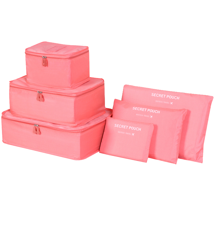300D Polyester Travel Bag 6 Pcs /Set , Quick Pack Travel Toiletries Cosmetics Makeup, Storage Large Capacity Bag