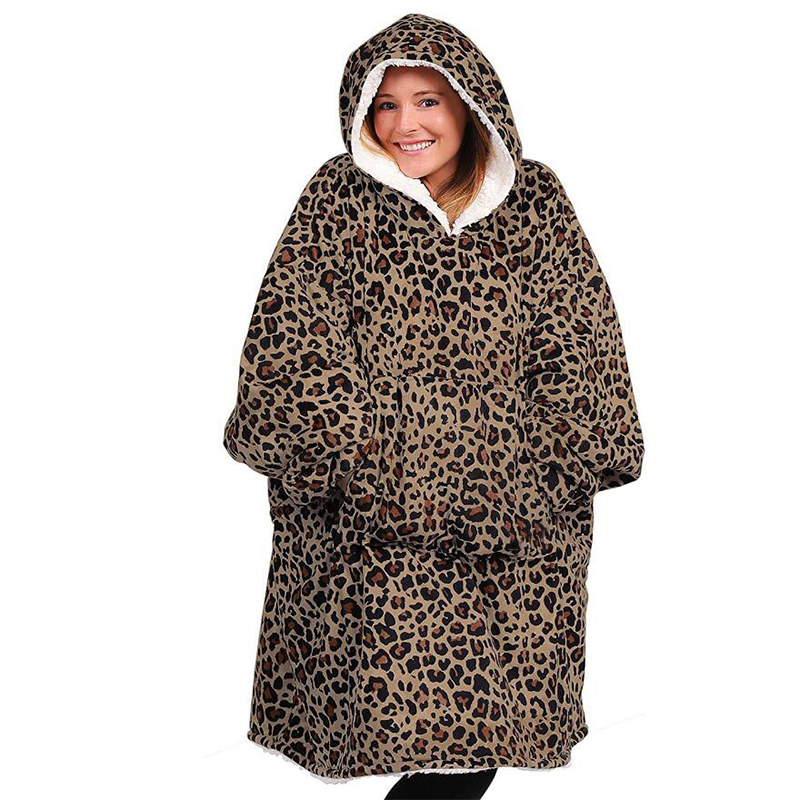 New Arrivals Custom Oversized Winter Blanket Soft Wearable Print Hoodie Blankets