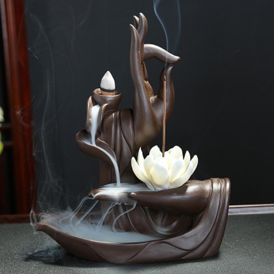 Zen Buddha ручная курильница для благовоний, подставка для благовоний, лотос, домашний декор, Джосс-Стик, ароматическая башня, курильница