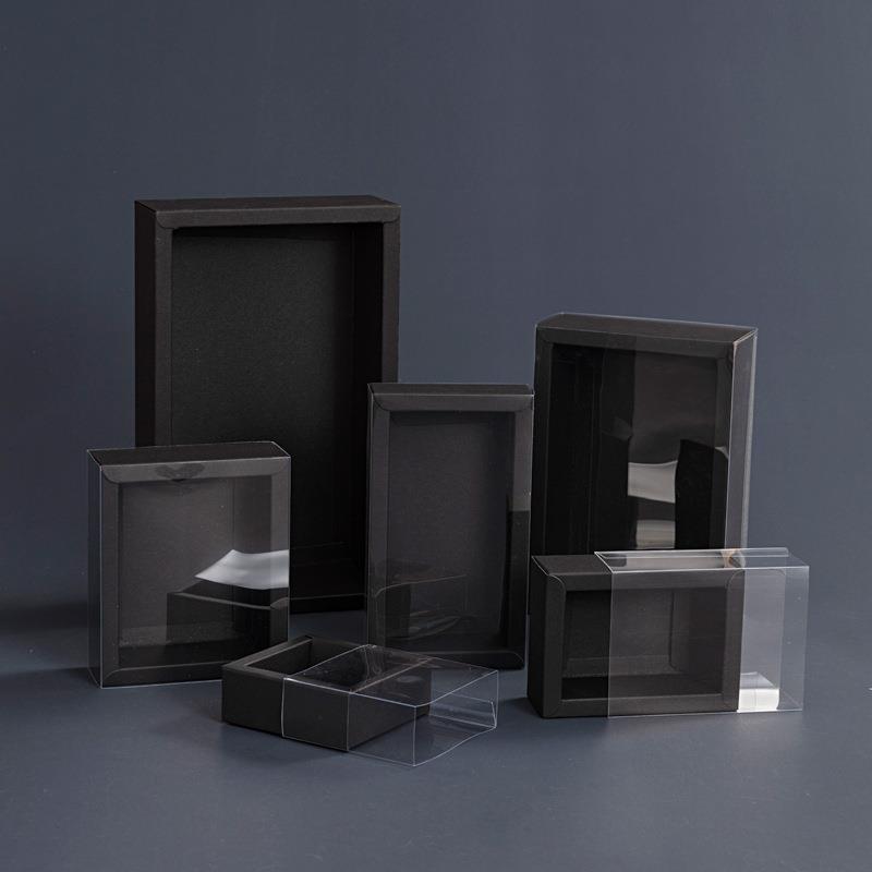 Boite Cadeau Transparent Front Gift Flower Box Mini PVC Lid Kraft Paper Packaging Box With Clear Window