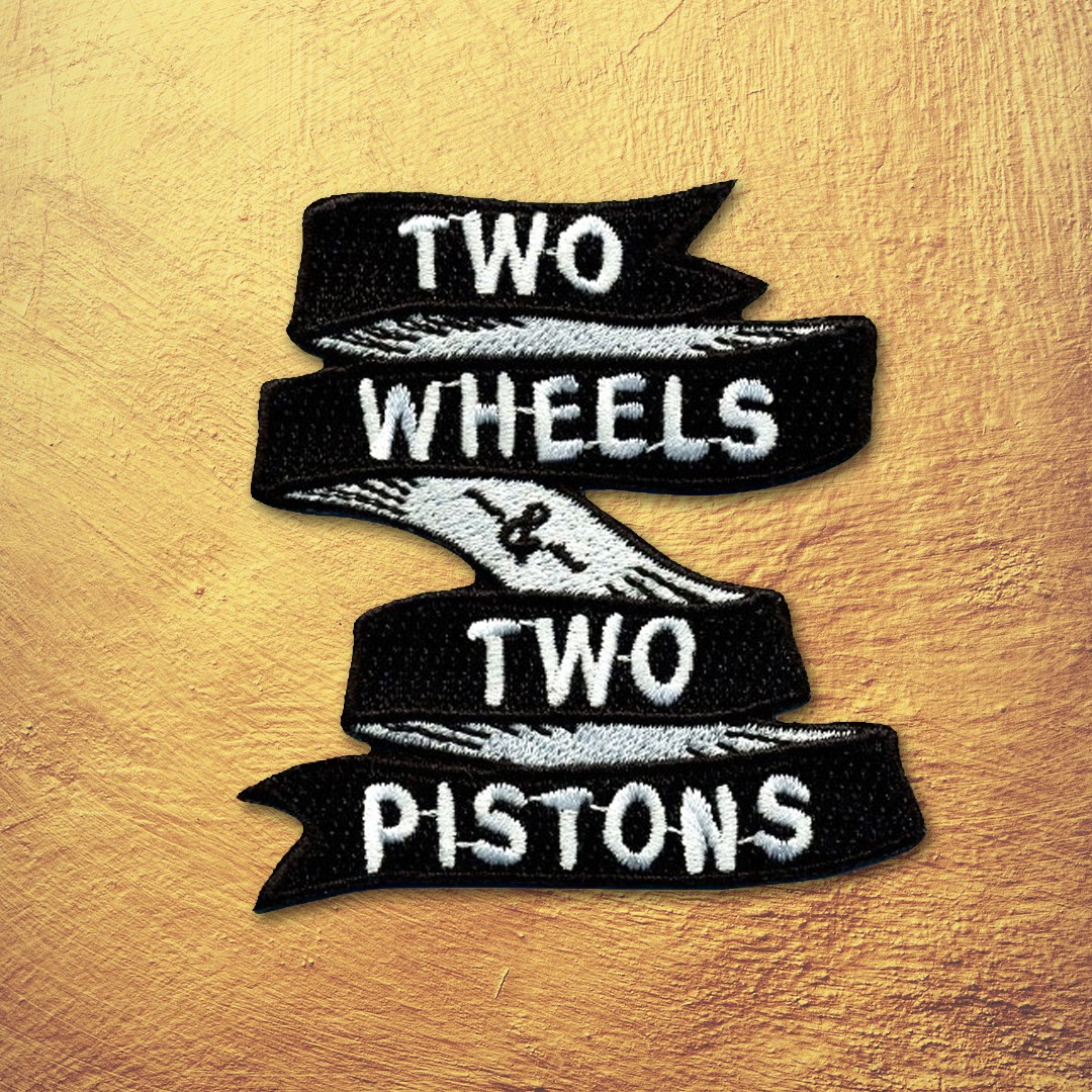 Hook & Loop, Sew On, Iron On two wheels two pistons Patches Embroidery Chenille Patch Letter