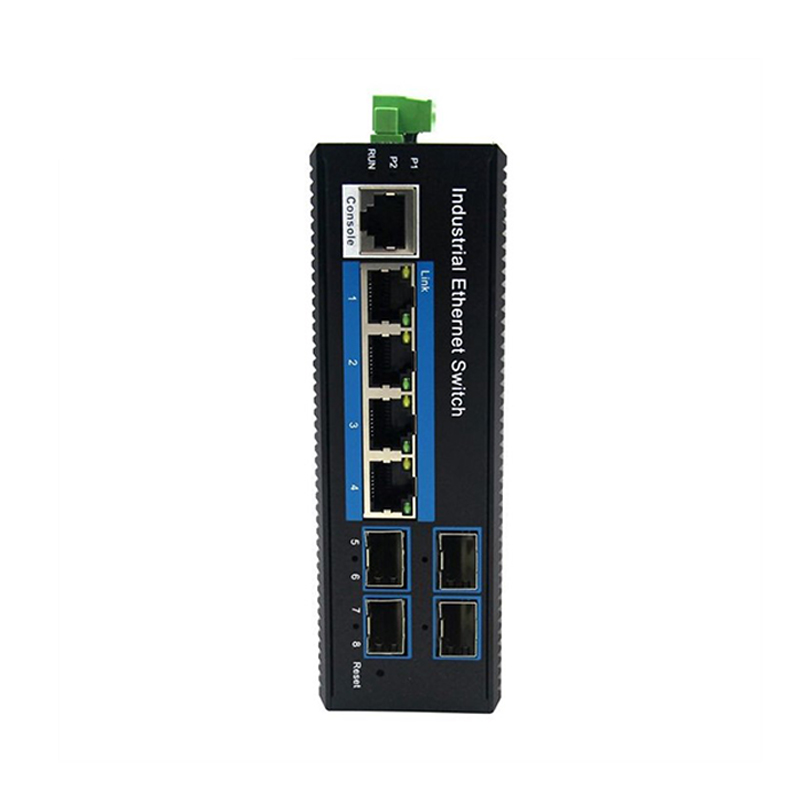 Промышленный Коммутатор Ethernet с 4 портами, Gigabit SFP PoE, управляемый сетевой коммутатор широкого диапазона, источник питания постоянного тока, коммутатор Ethernet на DIN-рейке