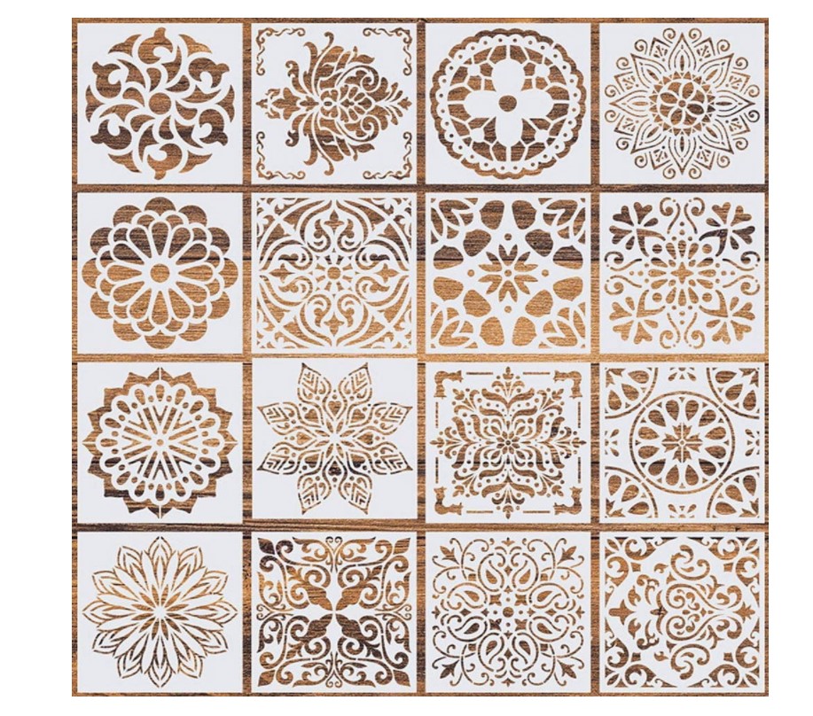 DIY Painting Art Scrapbook 16 Pcs 5.9x5.9 Inch Mandala Stencils Mandala Dot Painting Templates Stencil