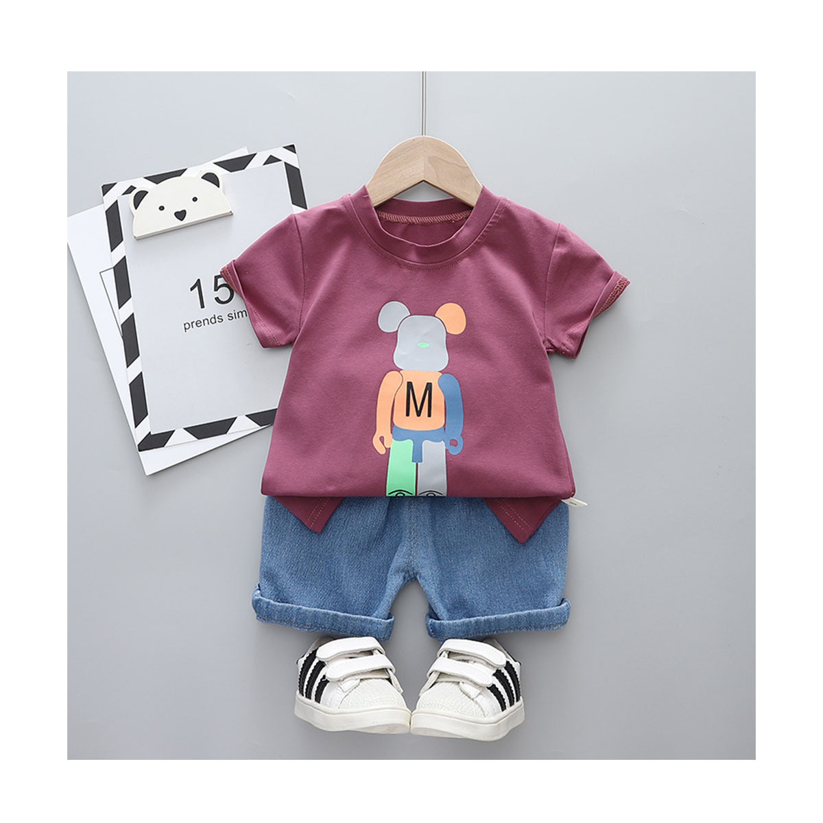 Toddler Baby Boy Clothes 2 to 3 Year Matching Outfit Cartoon Design T Shirt Shorts Clothes Set Baby Suit for Boy