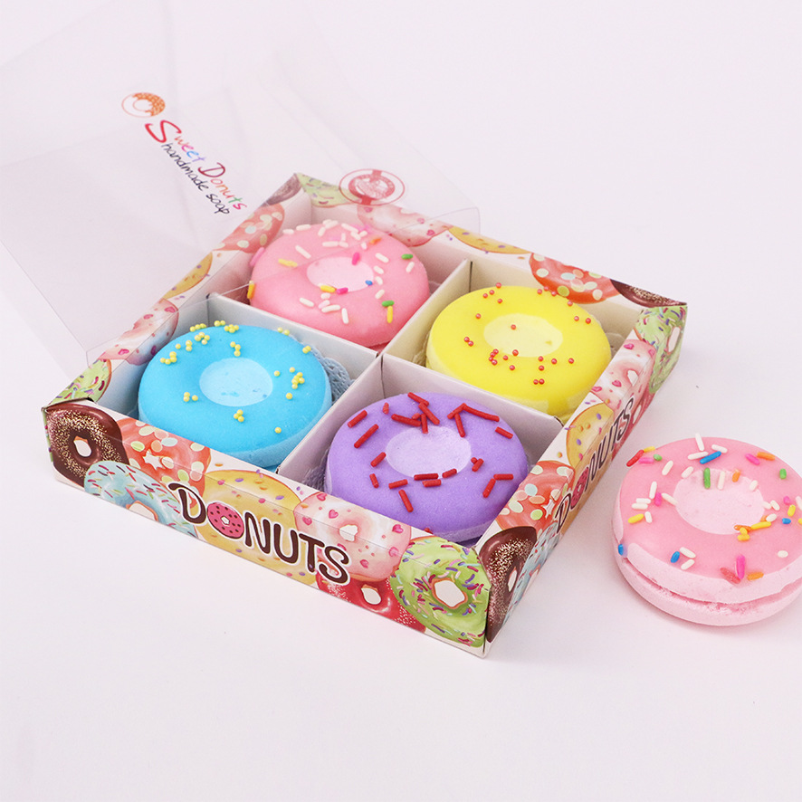 60g*4 Doughnut bath salt ball gift box essential oil bath salt balls