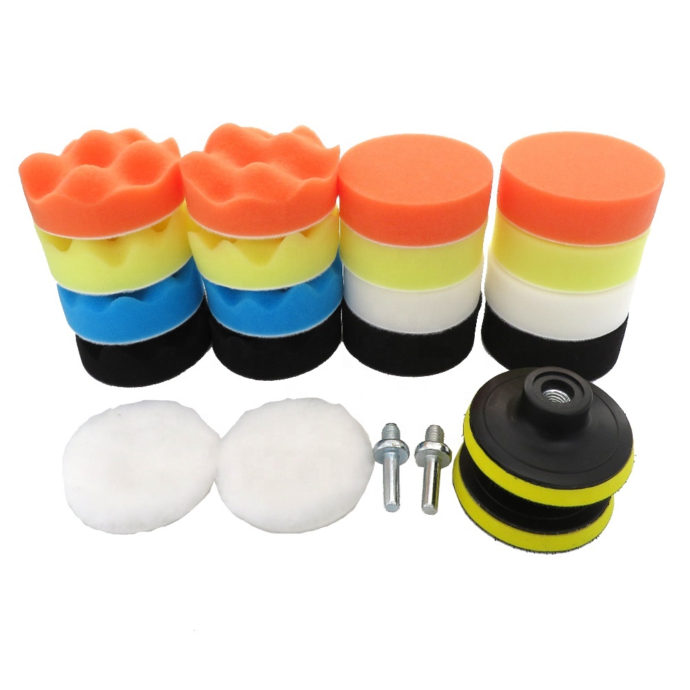 High Quality 22Pcs 3Inch Waxing and Polishing Sponge Set Foam Pads Polishing Sponge Buffing Pad Kit Sponge Pad For Polishing