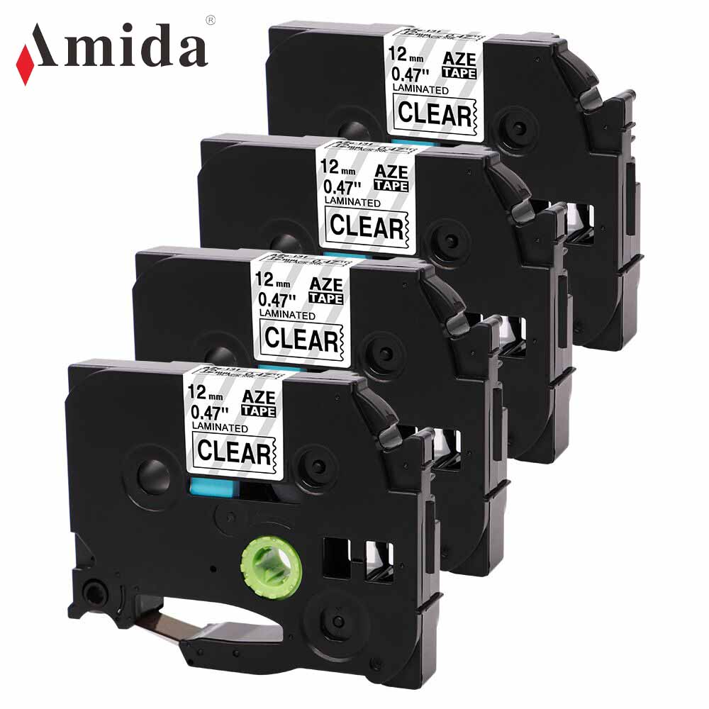 Amida 12 мм TZe-131 TZe-231 совместимый принтер лента черная на прозрачной и белой этикетке