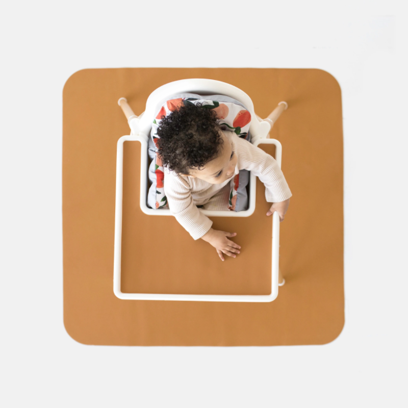 Wipeable Spill Mat Reusable Infant High Chair Mat PU Leather Splat Mat for Under High Chair Arts Floor Protector for Kids