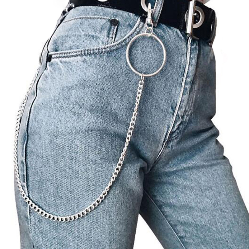 Body Metal Chain Accessories Silver Plated Zinc Alloy Single Layer Big Circle Trouser Chain For Party Jewelry