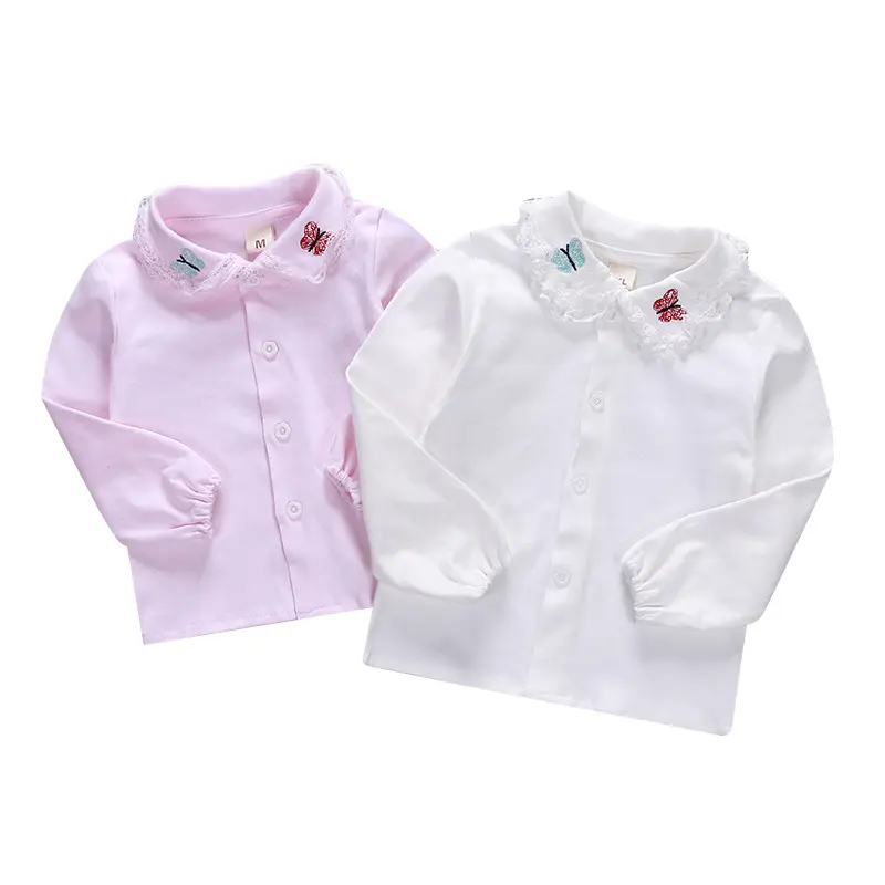 Весенние, летние и осенние модели, новые рубашки для девочек от 0 до 36 месяцев, повседневная одежда для малышей с идиллической вышивкой