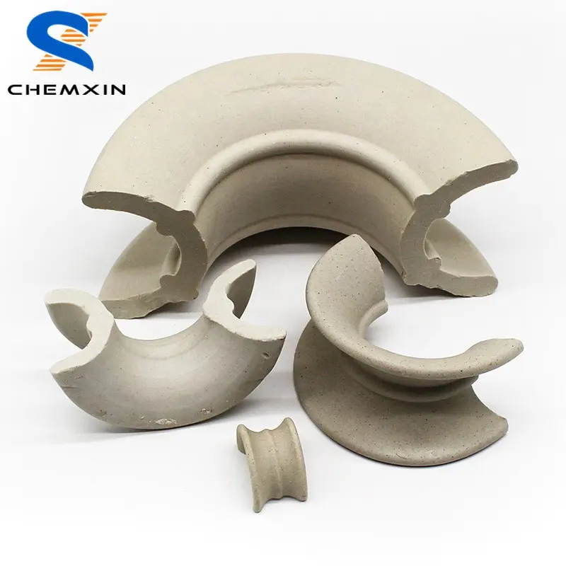 Industrial Tower Packing 25mm 38mm 50mm Ceramic Intalox Saddles Ring For Water Treament