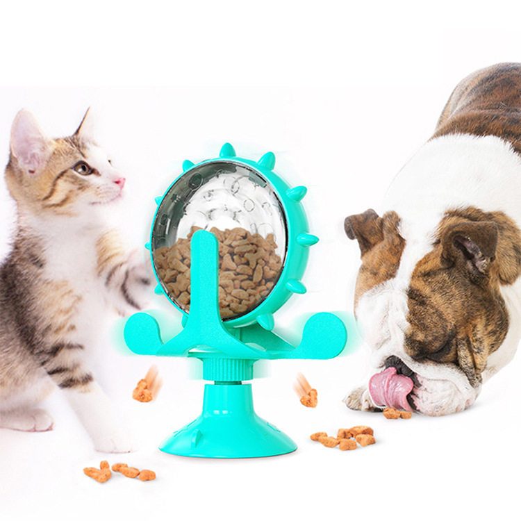 Free Shipping Sample High-quality Rotating Windmill Toy Food Dispensing With Suction Cup For Cat Dog Pet