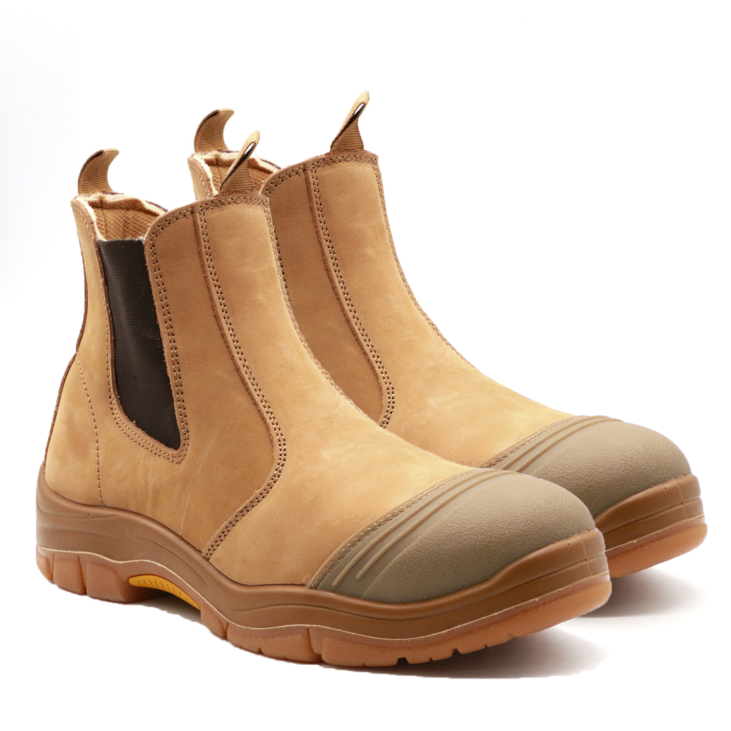 MaxiPact Outdoor Safety Hiking Boots Top-Grain Nubuck Leather Anti-Stab Midsole with Steel Toe Outsole PU/Rubber Material