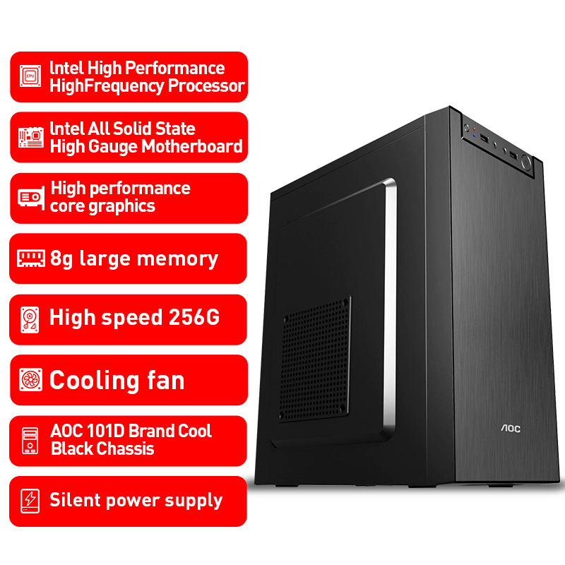 JIESHUO игровой Настольный ПК компьютер Whit Intel CPU высокопроизводительная графическая карта 256G SSD 8G память