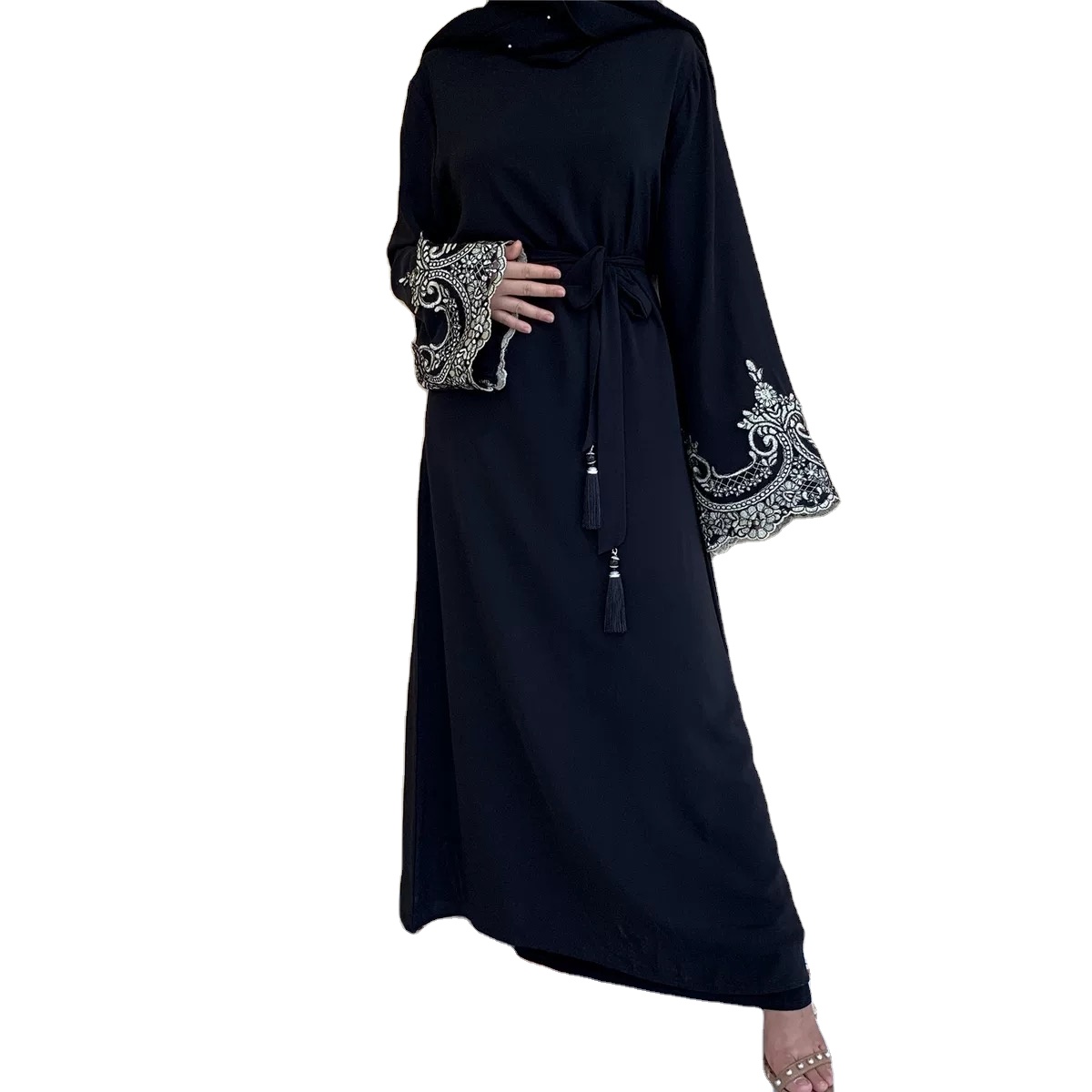 Hot Sale Islamic Clothing Muslim Abaya Dress Middle East Simple Lace Abaya