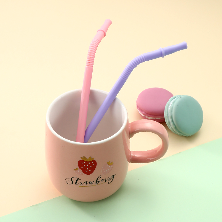 Colorful colors soft reusable straws silicone bendy drinking straws Drinking Assorted Color Soft And Bendable