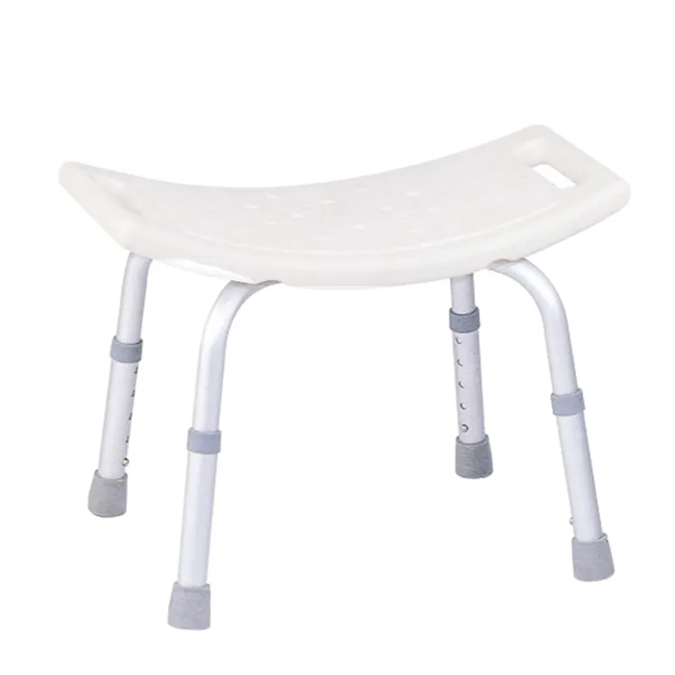 Portable  white aluminum elderly bathing chair adjustable bath stool seat shower bench