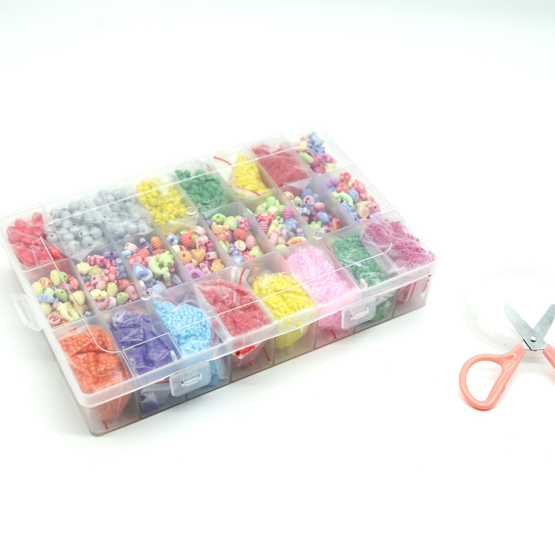 500g/bag Acrylic 24 lattice children beaded toys diy handmade girl necklace bracelet beads