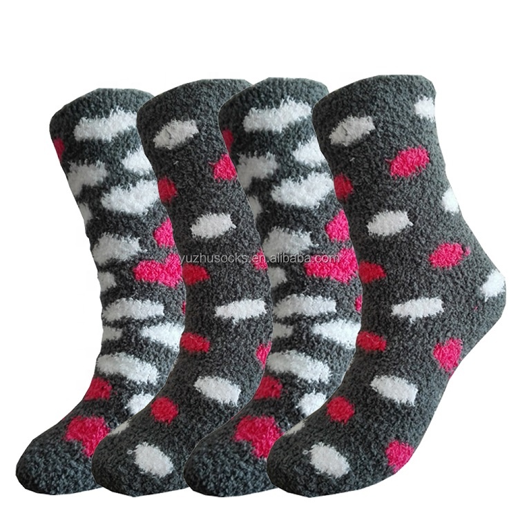 Microfiber knitted women's soft warm room custom fuzzy fluffy bed socks