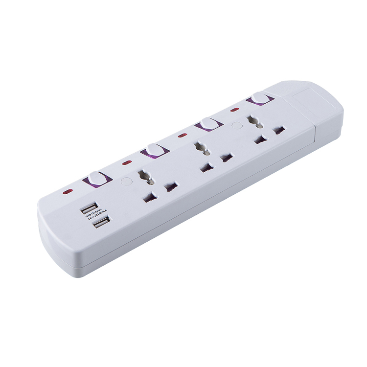 3 4 Gang switched свинцовый шнур-удлинитель с usb